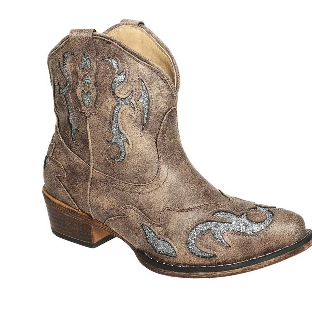 Vegan Leather Glitter Cowgirl Cowboy Boots Booties